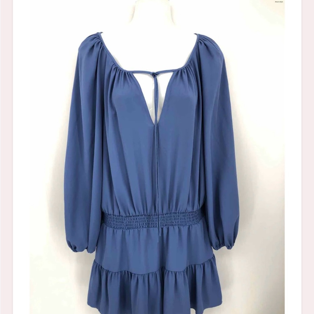 Elegant Blue Long Sleeve Dress. Very complimentary and slenderizing!